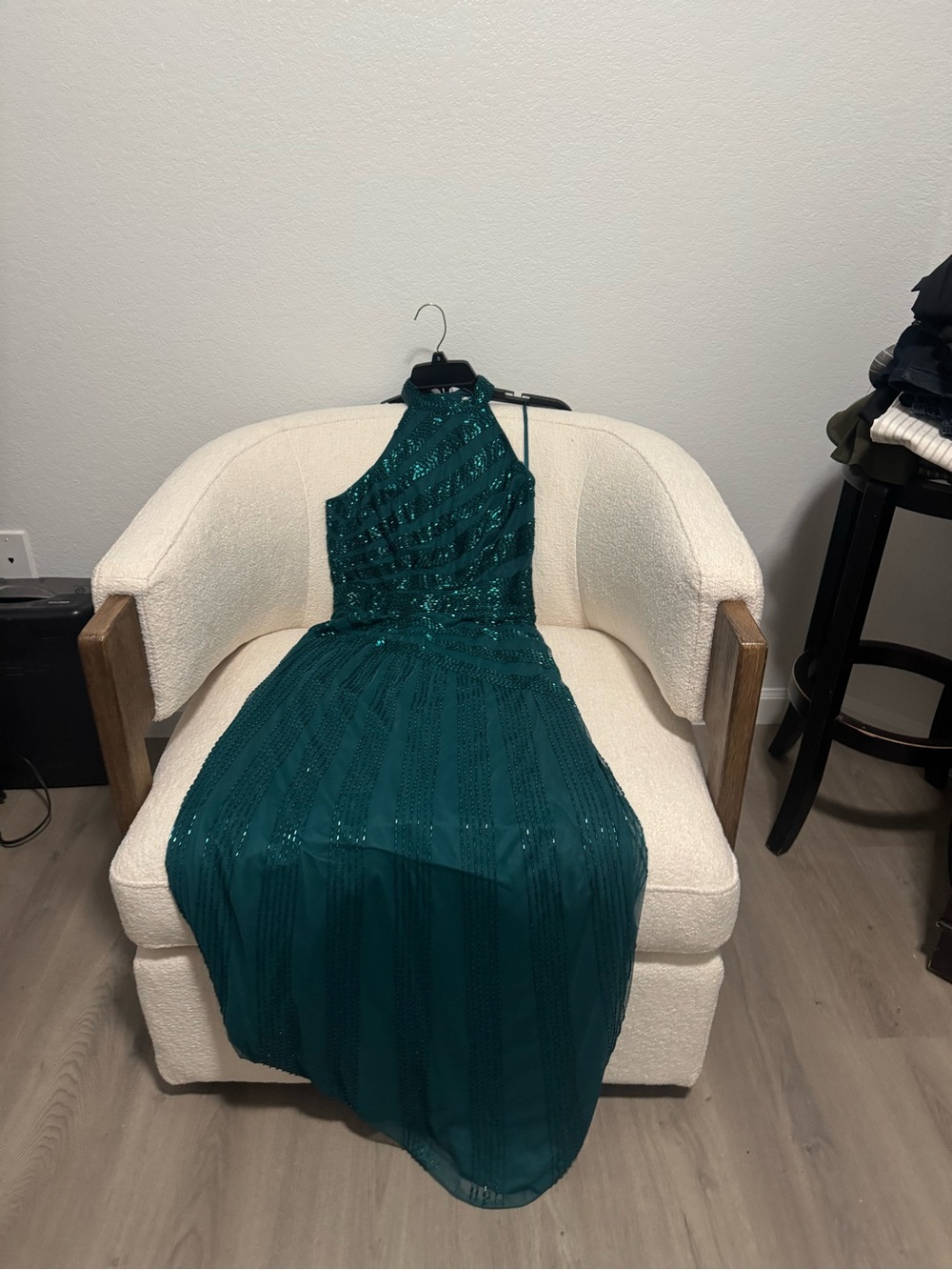 Adrianna Papell Emerald One-Shoulder Sequin Gown
